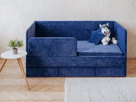 Диван-кровать Happy (синий) в Марусино - marusino.mebel-nsk.ru | фото