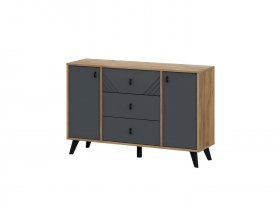 Комод 3ящ. и 2ств. Байкал (дуб крафт золотой/графит) в Марусино - marusino.mebel-nsk.ru | фото