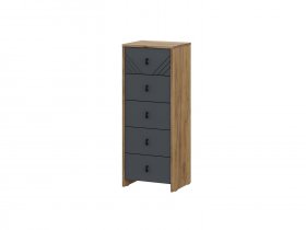Комод 5ящ. Байкал (дуб крафт золотой/графит) в Марусино - marusino.mebel-nsk.ru | фото