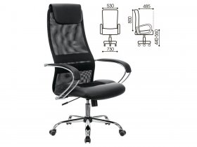 Кресло офисное BRABIX PREMIUM Stalker EX-608 CH, хром, ткань-сетка/кожзам, черное в Марусино - marusino.mebel-nsk.ru | фото