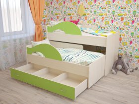 Кровать детская двухуровневая Радуга 80*160 в Марусино - marusino.mebel-nsk.ru | фото