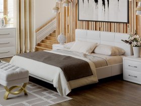 Кровать двуспальная 1,6 м «Элис» тип 1 (белая) в Марусино - marusino.mebel-nsk.ru | фото
