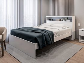 Кровать двуспальная 1,6м Бруклин СБ-3356 (белый) в Марусино - marusino.mebel-nsk.ru | фото