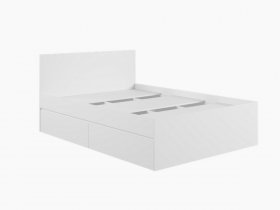 Кровать двуспальная с ящиками 1,4м Мадера-М1400 (белый) в Марусино - marusino.mebel-nsk.ru | фото