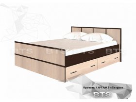 Кровать двуспальная с ящиками 1,4м Сакура (BTS) в Марусино - marusino.mebel-nsk.ru | фото