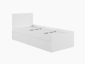 Кровать односпальная с ящиками 0,9м Мадера-М900 (белый) в Марусино - marusino.mebel-nsk.ru | фото