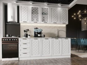 Кухонный гарнитур Агава 2,0 м (акация белая) в Марусино - marusino.mebel-nsk.ru | фото