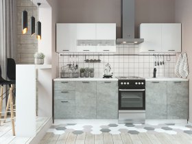 Кухонный гарнитур Дуся 2,0 м (белый глянец/цемент) в Марусино - marusino.mebel-nsk.ru | фото