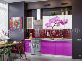Кухонный гарнитур Орхидея (фиолетовый) в Марусино - marusino.mebel-nsk.ru | фото