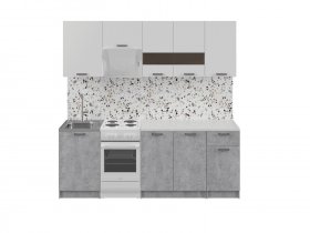 Кухонный гарнитур Розалия 1,7 м (белый/цемент) в Марусино - marusino.mebel-nsk.ru | фото