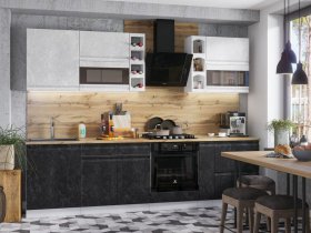 Модульная кухня Бруклин (белый/черный бетон) в Марусино - marusino.mebel-nsk.ru | фото