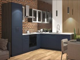 Модульная кухня Глэдис (тёмно-синий софт/корпус анкор темный) в Марусино - marusino.mebel-nsk.ru | фото