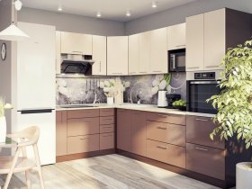 Модульная кухня Классика (ваниль/шоколад) в Марусино - marusino.mebel-nsk.ru | фото
