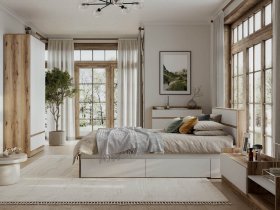 Модульная спальня Брауни (дуб делано/белый) в Марусино - marusino.mebel-nsk.ru | фото