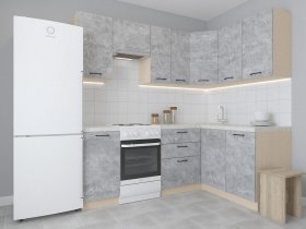 Модульная угловая кухня 1,4м*2,1м Лада (цемент) в Марусино - marusino.mebel-nsk.ru | фото