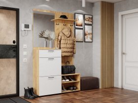 Прихожая Монтана (дуб крафт золотой/белый) в Марусино - marusino.mebel-nsk.ru | фото