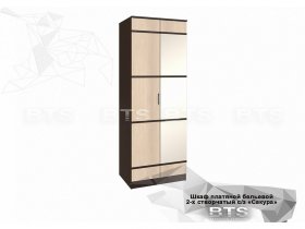 Шкаф двухстворчатый с зеркалом платяной-бельевой Сакура (BTS) в Марусино - marusino.mebel-nsk.ru | фото