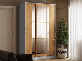Шкаф-купе 1,4м «Стиль-2» (белый/дуб крафт золотой) в Марусино - marusino.mebel-nsk.ru | фото