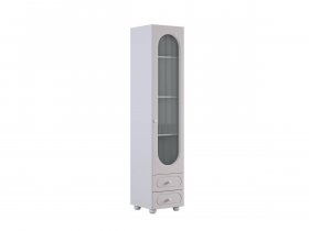 Шкаф однодверный со стеклом Милана (белое дерево/сакура) в Марусино - marusino.mebel-nsk.ru | фото