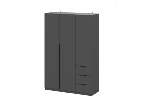 Шкаф трехстворчатый с ящиками ШК-22 (графит) в Марусино - marusino.mebel-nsk.ru | фото