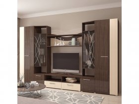 Стенка Гамма (дуб венге/дуб молочный) в Марусино - marusino.mebel-nsk.ru | фото