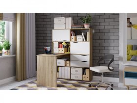 Стол письменный тип 7 (дуб сонома/белый ясень) в Марусино - marusino.mebel-nsk.ru | фото