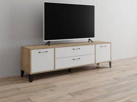 Тумба под ТВ Парус-13 (дуб крафт серый/белый) в Марусино - marusino.mebel-nsk.ru | фото